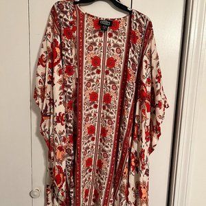 Kimono Plus Size, 3X Red and Cream